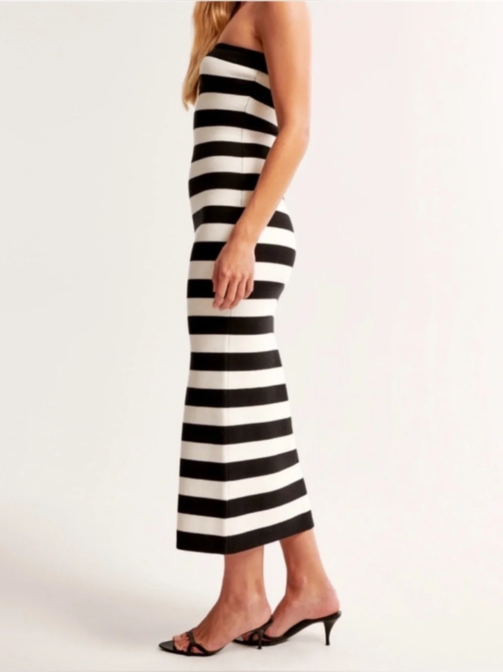 NEW Abercrombie Strapless Knit Bodycon Maxi Dress - XS X-Small - Black and White